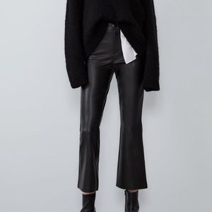 Zara leather flare cropped pants